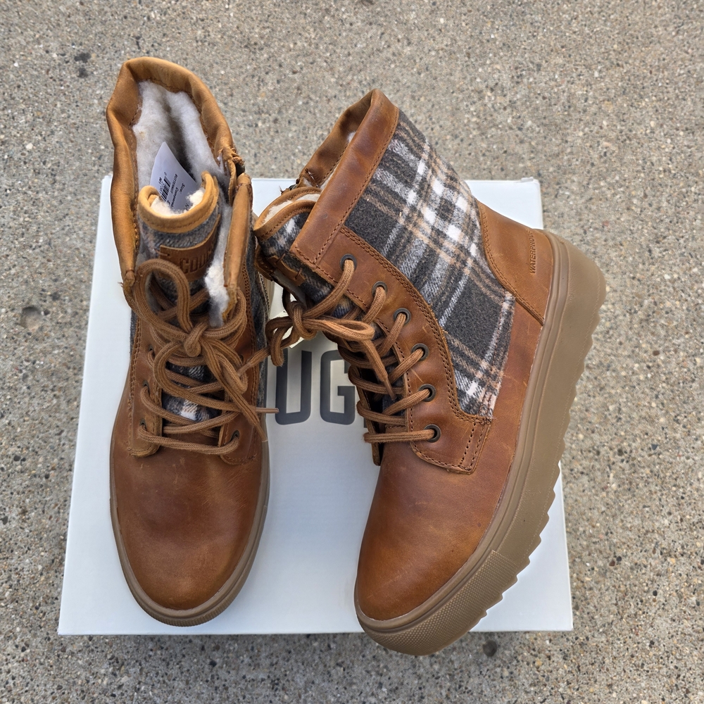 Cougar Insulated Brown Plaid Ankle Boots Women Size 10 - Picture 4 of 12